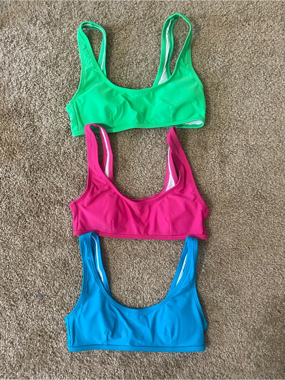Halara Women’s Scoop Neck Swim Tops - Green, Pink, Blue Bundle (3) - XXS